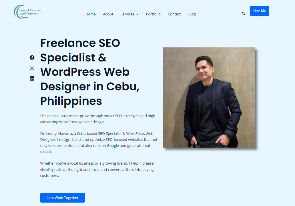 seo specialist portfolio website built and optimized