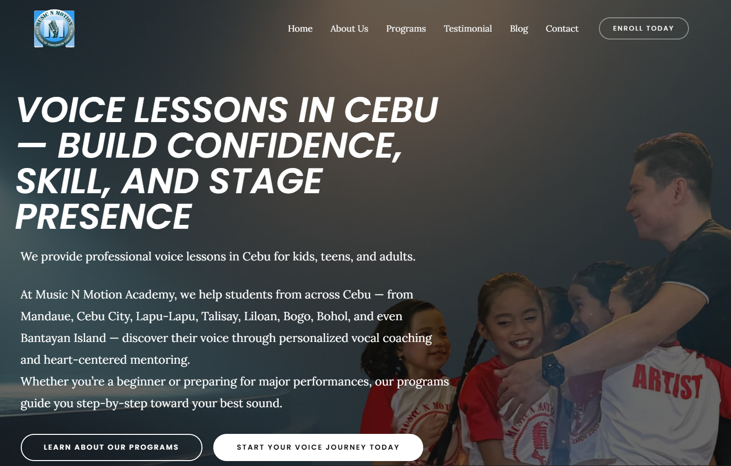 website design and seo for music n motion academy cebu